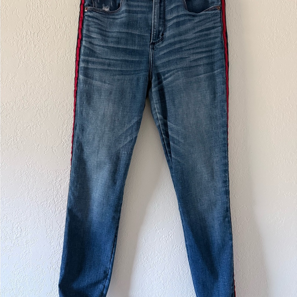 Abercrombie & Fitch Blue Jeans with Red Trim